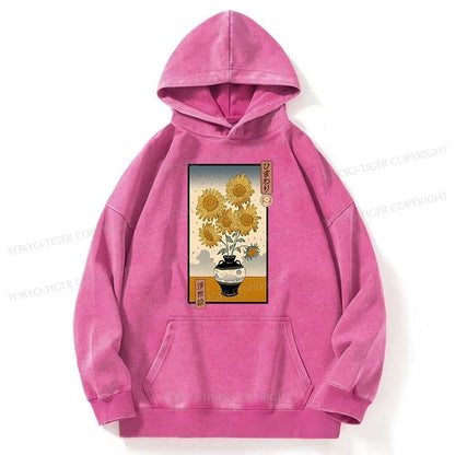 Tokyo-Tiger Sunflowers Ukiyo-e Washed Hoodie