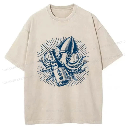 Tokyo-Tiger Squid And Wine Washed T-Shirt