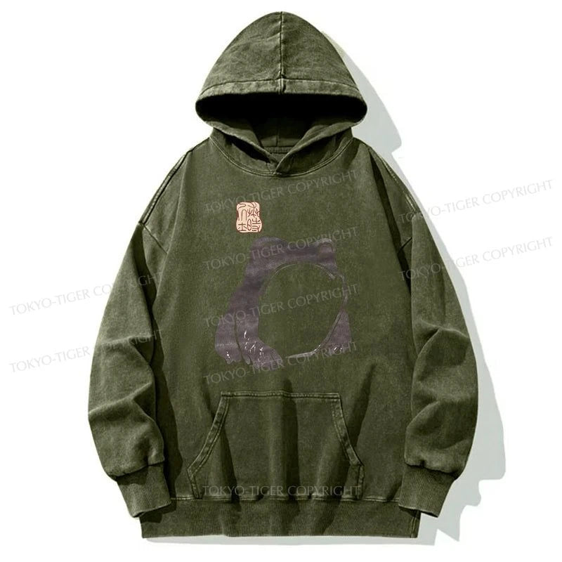 Tokyo-Tiger Matsumoto Hoji Woodblock Print Frog Washed Hoodie