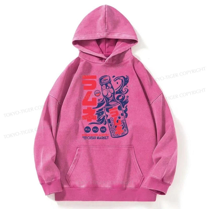 Tokyo-Tiger Ramune Print Japanese Washed Hoodie