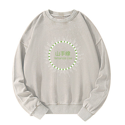 Tokyo-Tiger Yamanote Line Stations Circle Washed Sweatshirt