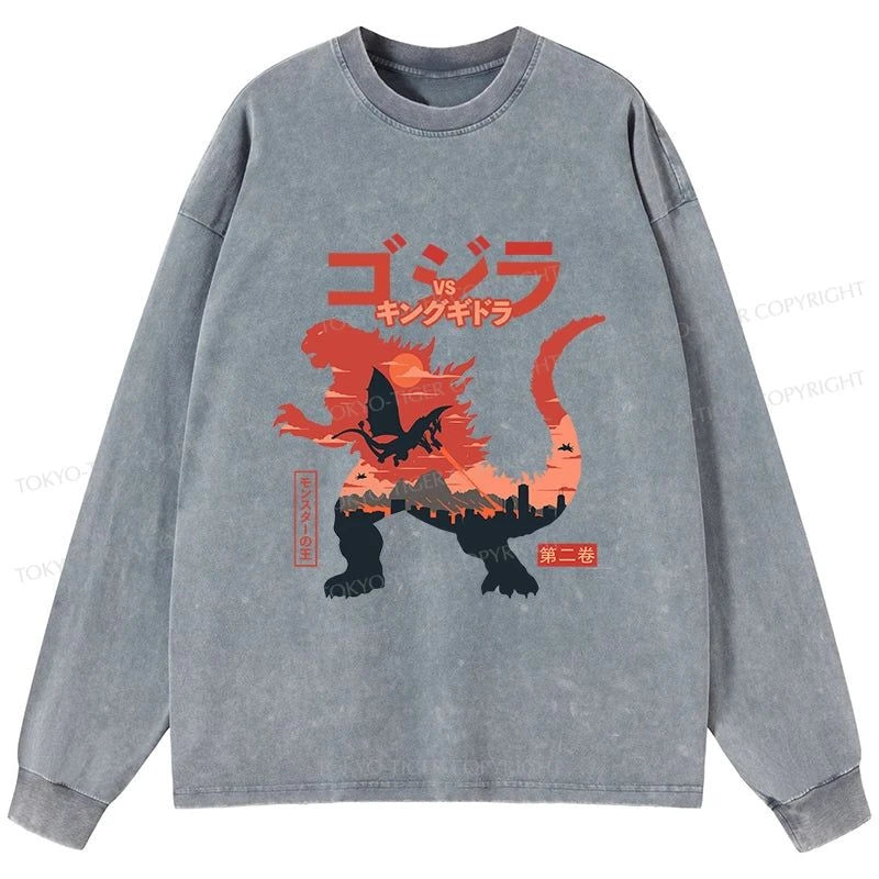 Tokyo-Tiger King of the Monsters Washed Long Sleeve T-Shirt