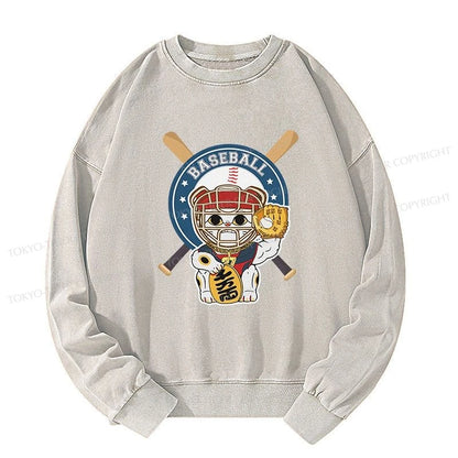 Tokyo-Tiger Janpaese Baseball Cat Washed Sweatshirt