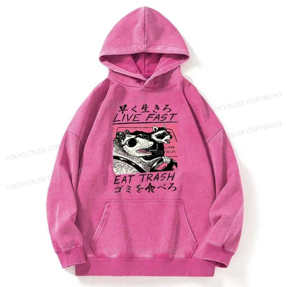 Tokyo-Tiger Live Fast Eat Trash Washed Hoodie