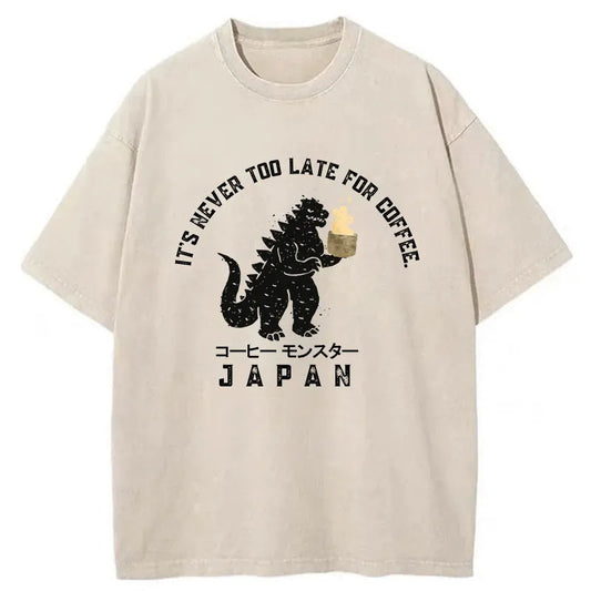 Tokyo-Tiger It Is Never Too Late For Coffee Washed T-Shirt