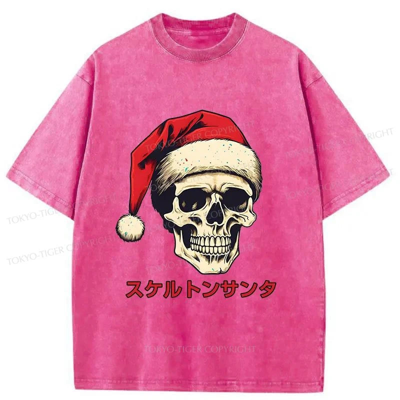 Tokyo-Tiger Skeleton Santa Claus Japanese Washed T-Shirt