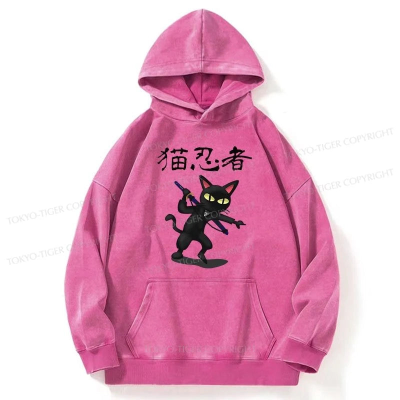 Tokyo-Tiger Ninja Cat Washed Hoodie