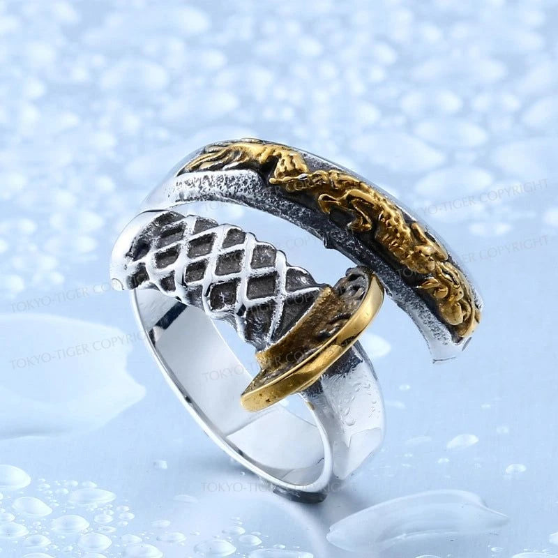 Tokyo-Tiger Japanese Samurai Dragon Sword Ring