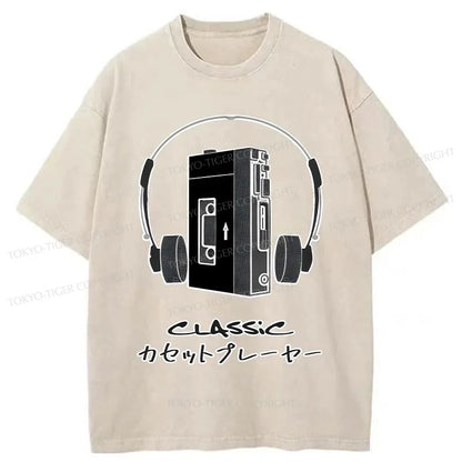 Tokyo-Tiger Cassette Player Sony Walkman Washed T-Shirt