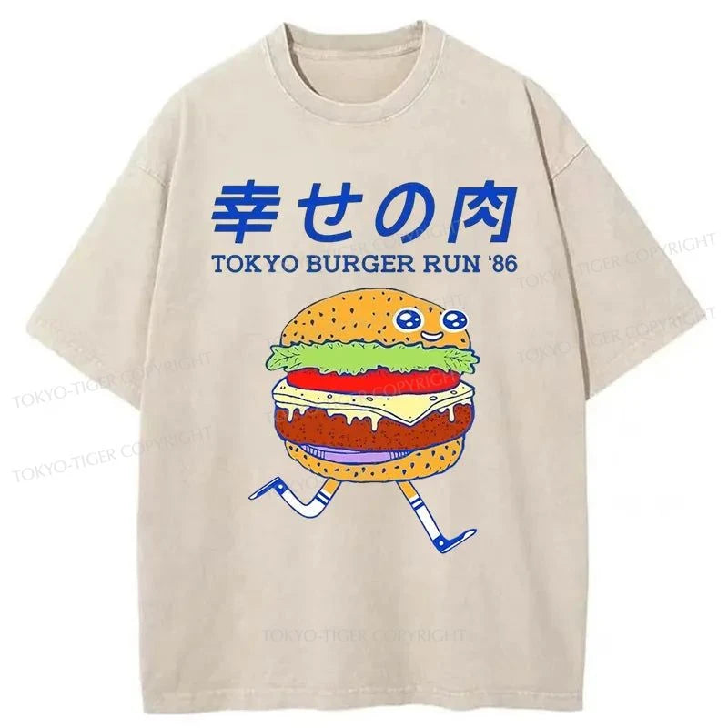 Tokyo-Tiger Tokyo Burger Run Japanese Washed T-Shirt