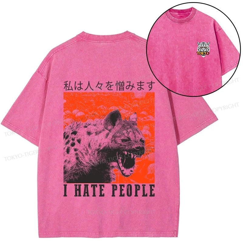 Tokyo-Tiger A Hyena That Hates Humans Front Back Washed T-Shirt