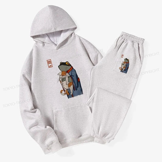 Tokyo-Tiger The Frog Holds The Cat Fleece Lined Hoodie Set