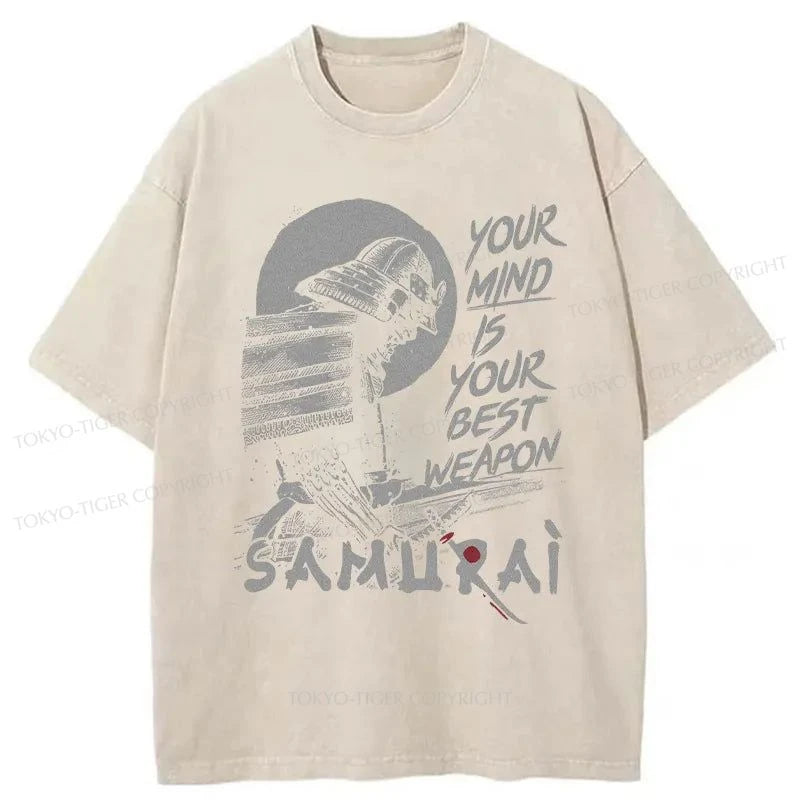 Tokyo-Tiger Brooding Japanese Samurai Washed T-Shirt