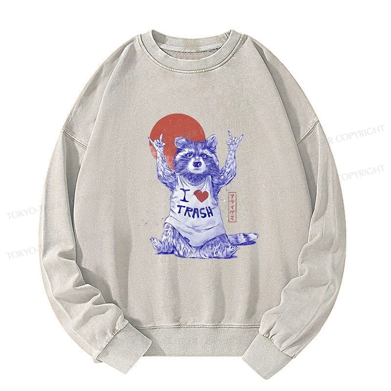 Tokyo-Tiger I love Trash Washed Sweatshirt