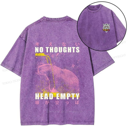 Tokyo-Tiger No Thoughts Head Empty Front Back Washed T-Shirt