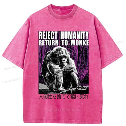 Tokyo-Tiger Reject Humanity Return To Monkey Japan Washed T-Shirt