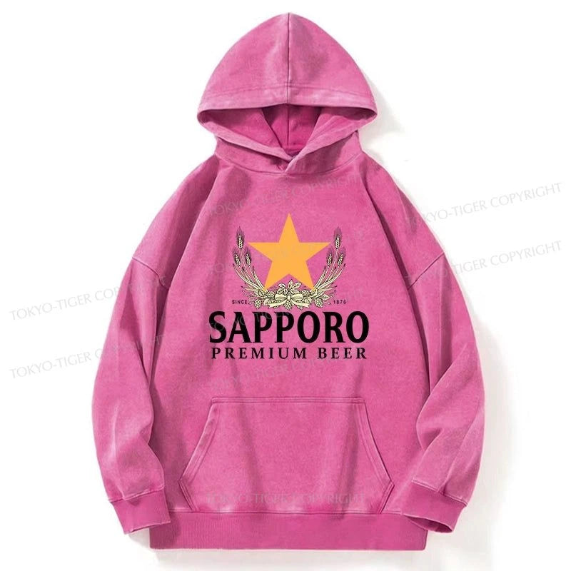 Tokyo-Tiger Sapporo Beer Logo Japanese Washed Hoodie