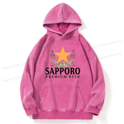 Tokyo-Tiger Sapporo Beer Logo Japanese Washed Hoodie