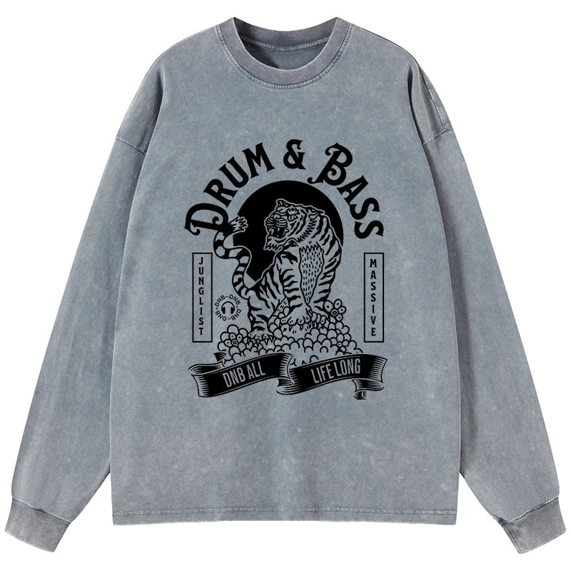 Tokyo-Tiger Drum & Bass Tiger Washed Long Sleeve T-Shirt