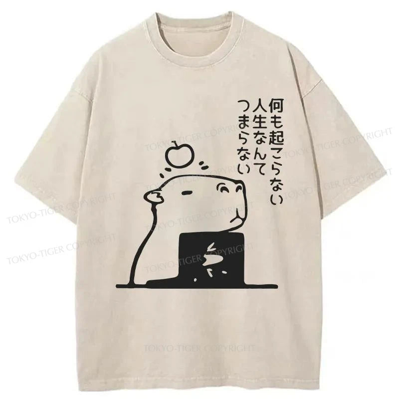 Tokyo-Tiger The Cozy Capybara Washed T-Shirt