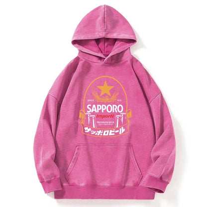 Tokyo-Tiger Sapporo Beer Japanese Memorabilia Washed Hoodie