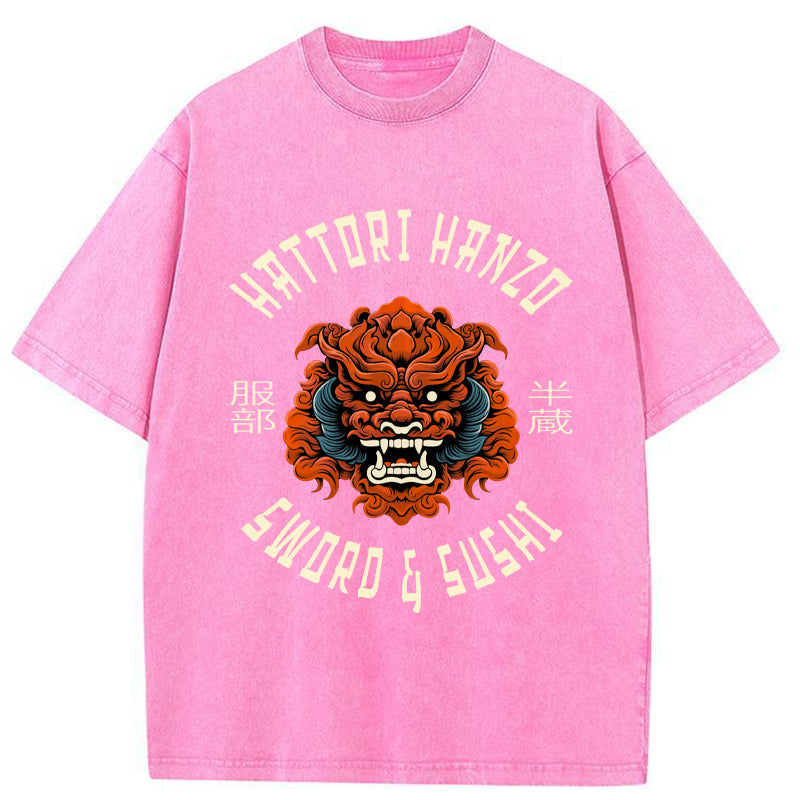 Tokyo-Tiger Hattori Hanzo Sword Art Prints Washed T-Shirt