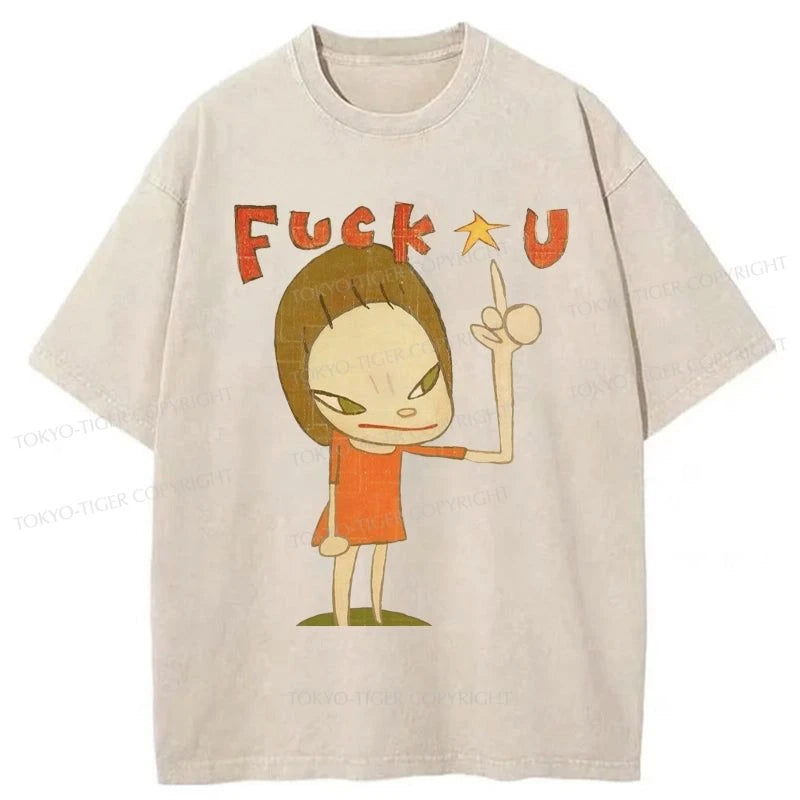 Tokyo-Tiger Fuk U Manga Girl Washed T-Shirt