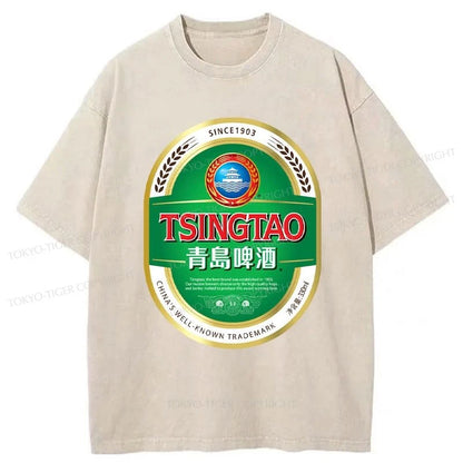 Tokyo-Tiger Tsingtao Beer Logo Washed T-Shirt