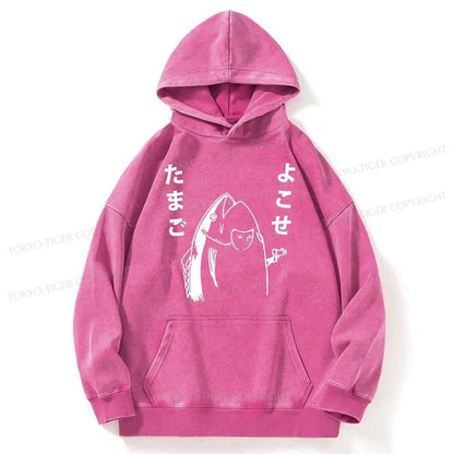 Tokyo-Tiger Give Me Egg Japanese Fish Washed Hoodie