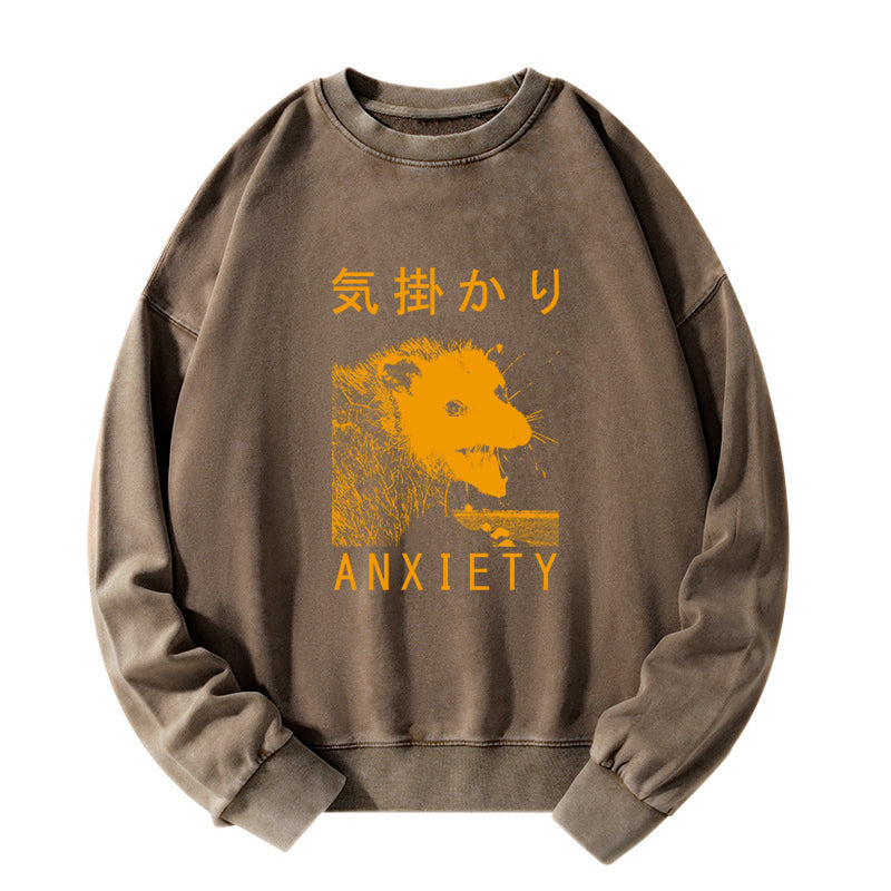 Tokyo-Tiger Anxiety Possum Japanese Washed Sweatshirt