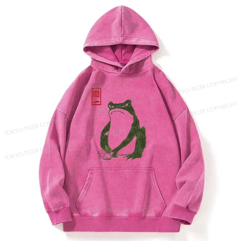 Tokyo-Tiger Woodblock Print Frog Washed Hoodie