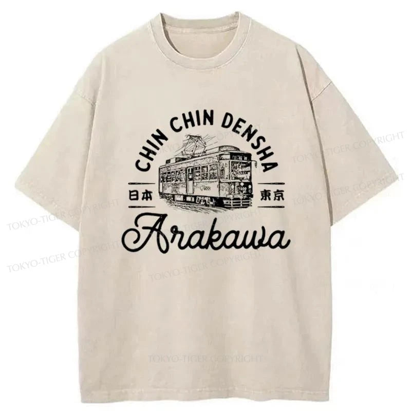 Tokyo-Tiger Arakawa Train Japanese Washed T-Shirt