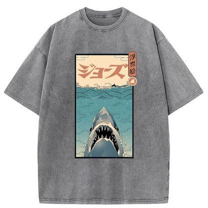 Tokyo-Tiger Great White Shark Japanese Washed T-Shirt