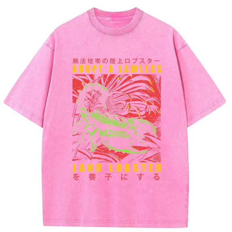 Tokyo-Tiger Adopting A Land Lobster Japanese Washed T-Shirt