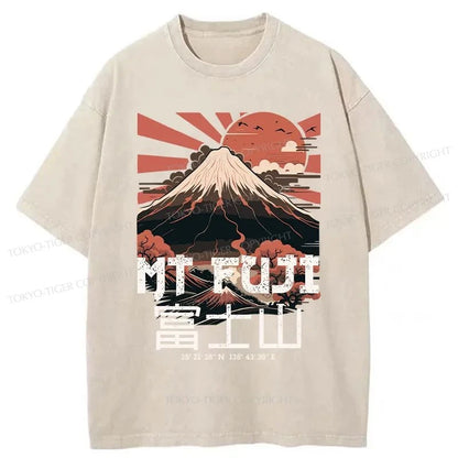 Tokyo-Tiger Mount Fuji Japanese Washed T-Shirt