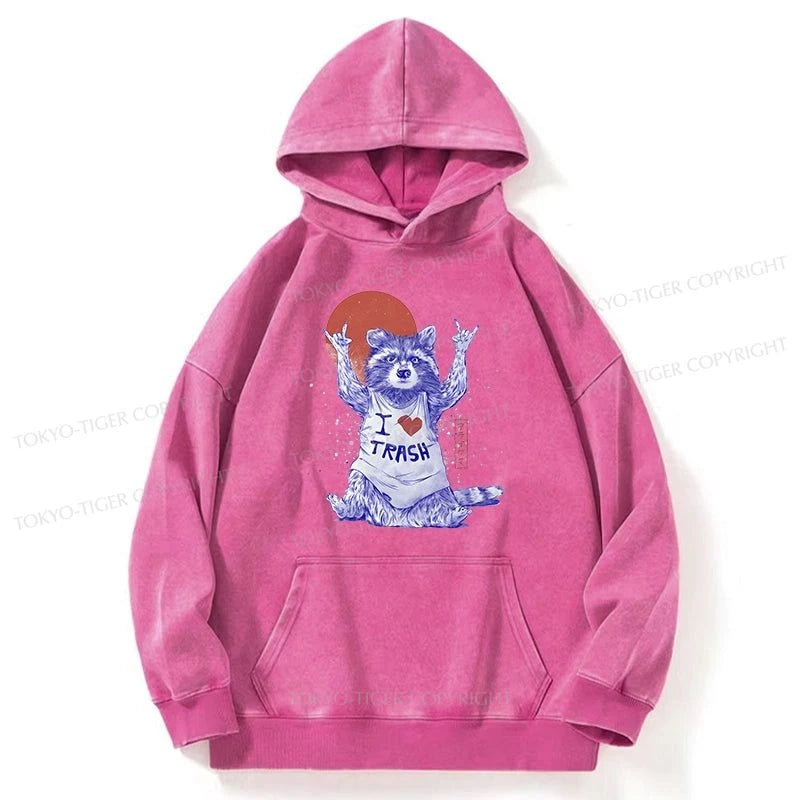 Tokyo-Tiger I love Trash Washed Hoodie