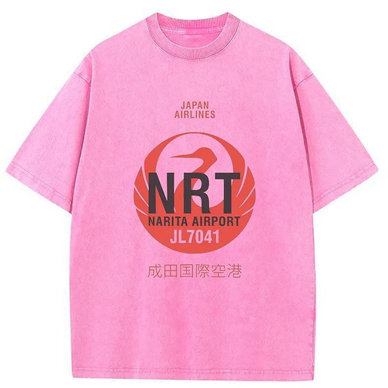 Tokyo-Tiger Narita International Airport Japanese Washed T-Shirt