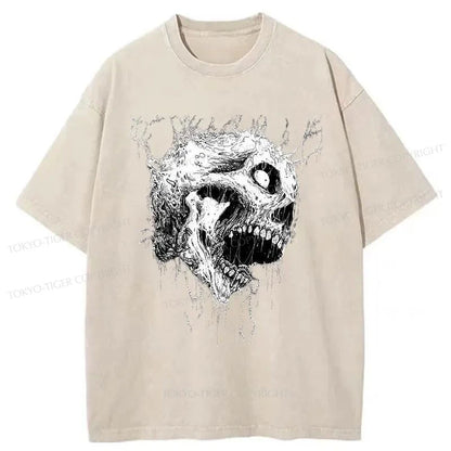 Tokyo-Tiger Terrifying Skull Japan Washed T-Shirt