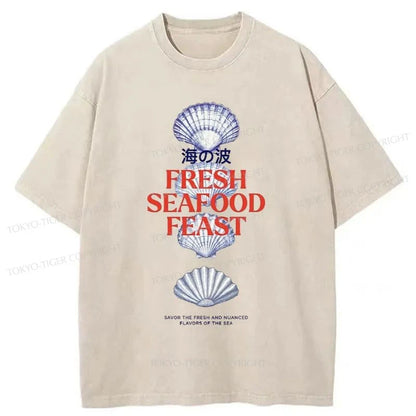 Tokyo-Tiger Fresh Seafood Feast Washed T-Shirt