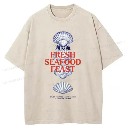 Tokyo-Tiger Fresh Seafood Feast Washed T-Shirt