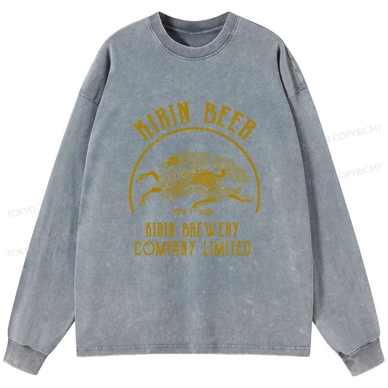 Tokyo-Tiger Kirin Beer Company Washed Long Sleeve T-Shirt