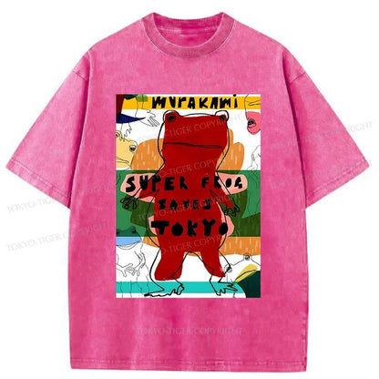 Tokyo-Tiger Super Frog Saves Tokyo Washed T-Shirt