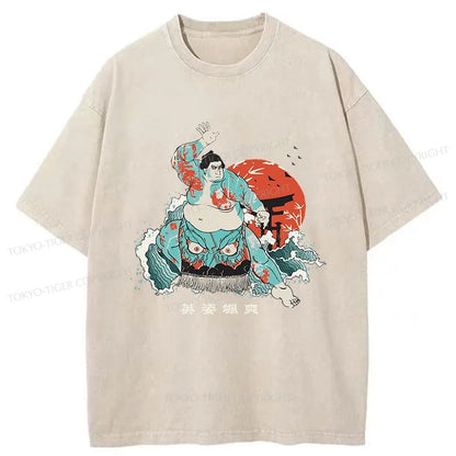 Tokyo-Tiger Japanese Sumo Wrestler Washed T-Shirt