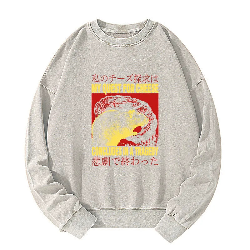 Tokyo-Tiger My Quest For Cheese Rat Japanese Washed Sweatshirt