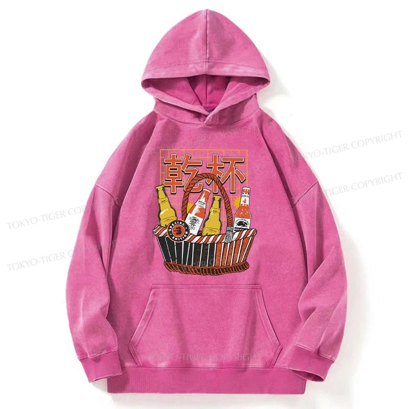 Tokyo-Tiger Have A Beer Together Washed Hoodie