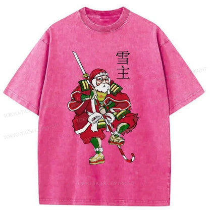 Tokyo-Tiger Christmas Samurai Japan Washed T-Shirt