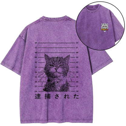 Tokyo-Tiger Cat That Was Arrested Front Back Washed T-Shirt