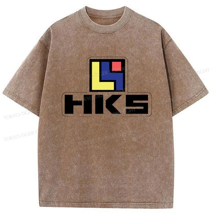 Tokyo-Tiger HKS Retro Logo Racing JDM Washed T-Shirt