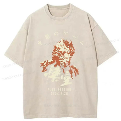 Tokyo-Tiger Wukong Game Washed T-Shirt