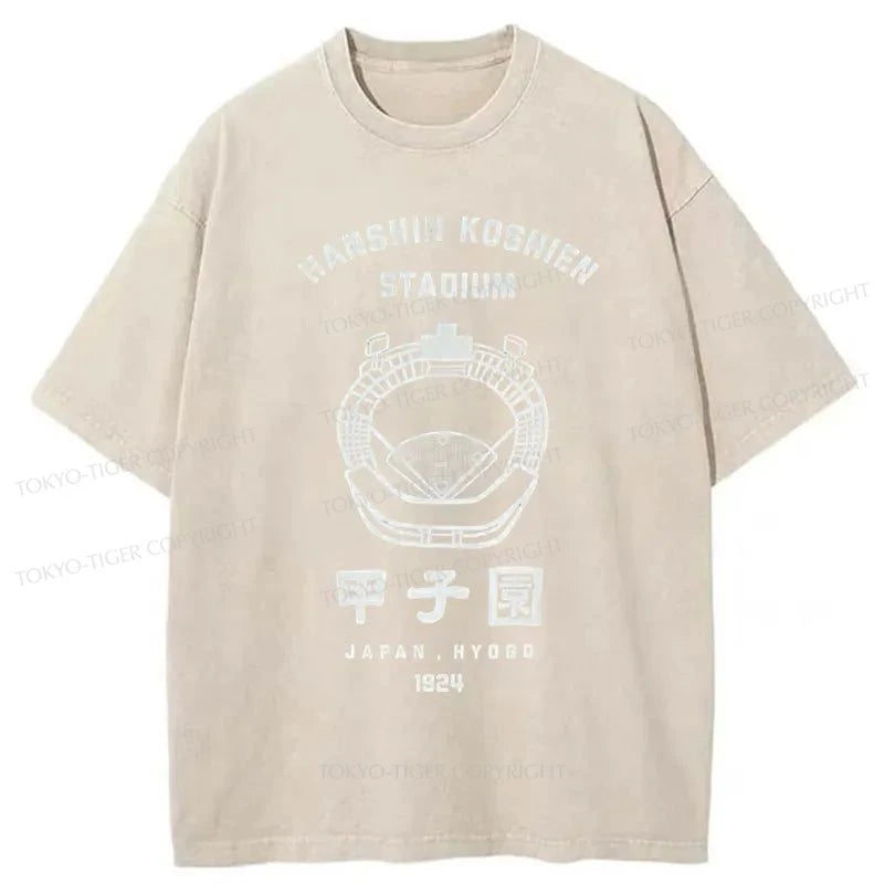 Tokyo-Tiger Baseball Stadiums In Japan Washed T-Shirt